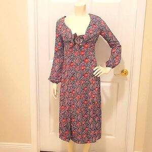 Nasty Gal Long-sleeve one-slit wonder floral mini dress size 8 NWT!!!!!